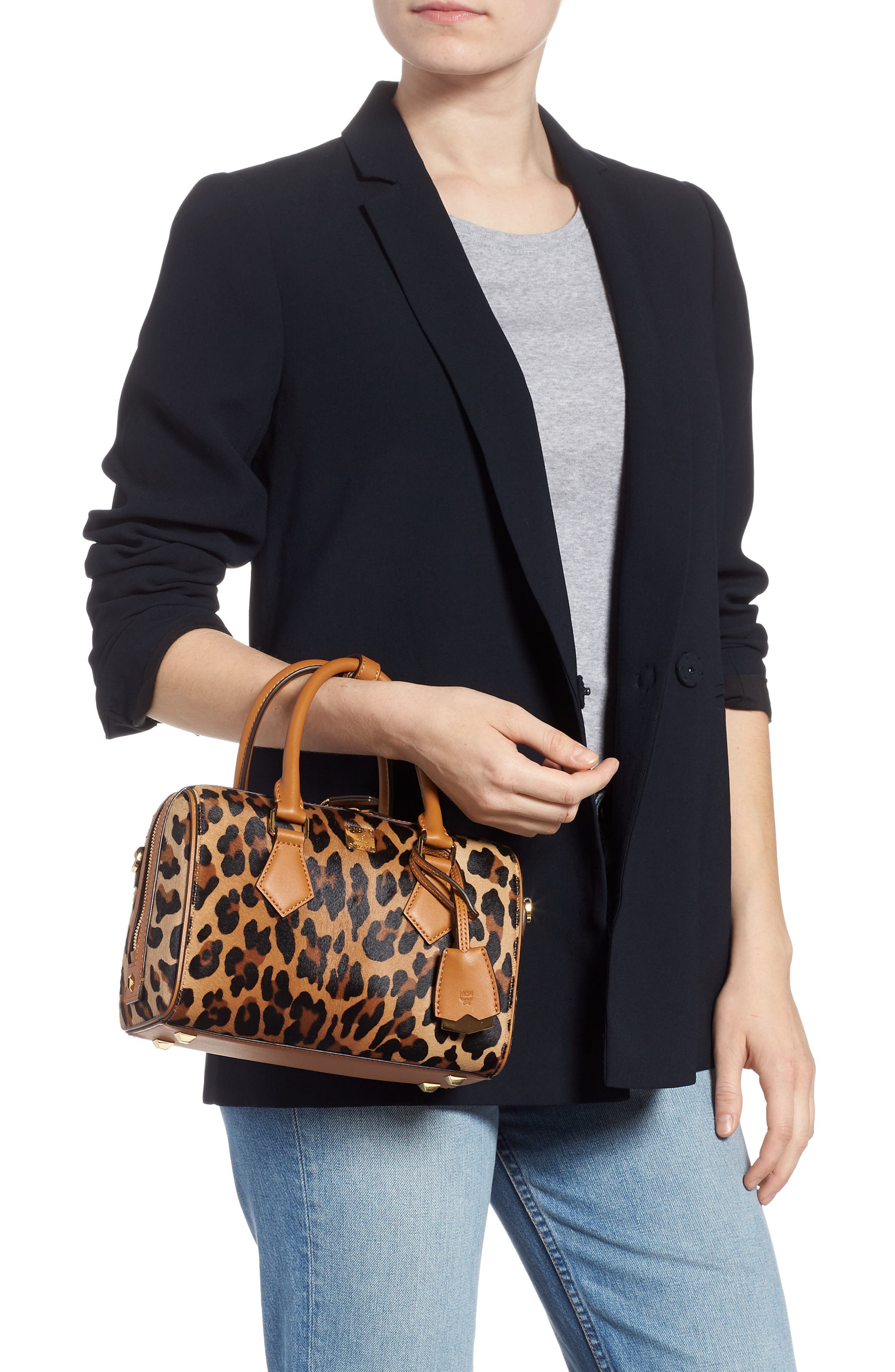 MCM Small Boston Leopard Calf Hair Bowler Bag (Nordstrom Exclusive ...