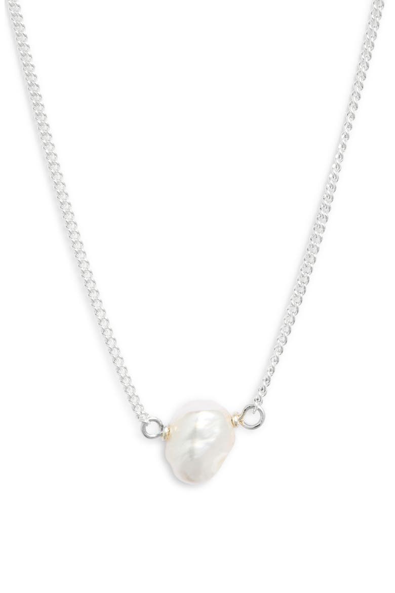Keishi Pearl Drop Necklace, Main, color, SILVER