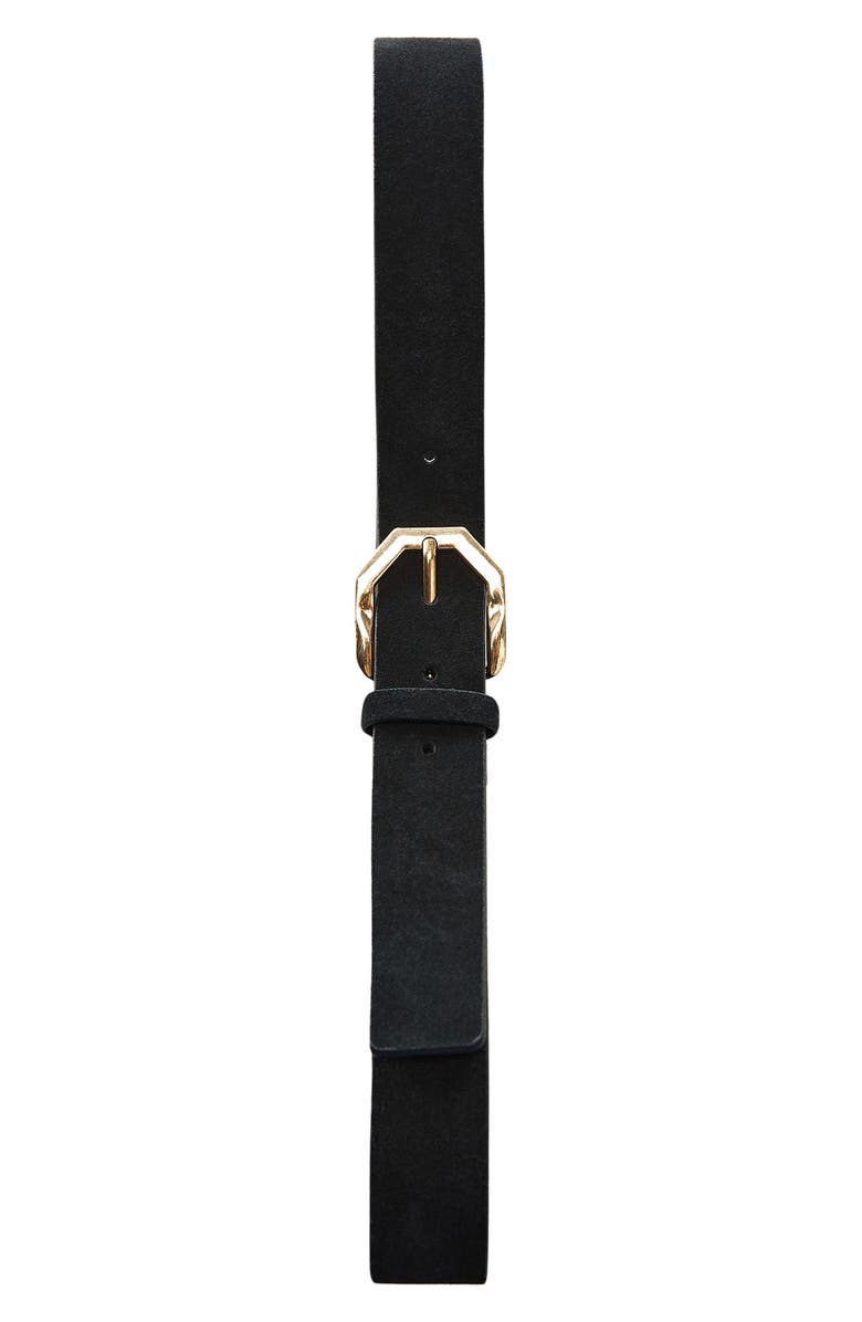 MANGO Irregular Buckle Leather Belt, Alternate, color, 