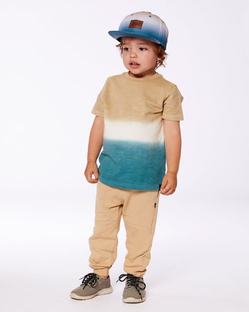 DEUX PAR DEUX DEUX PAR DEUX BOY'S SHORT SLEEVE TEE GRADIENT BEIGE AND TEAL