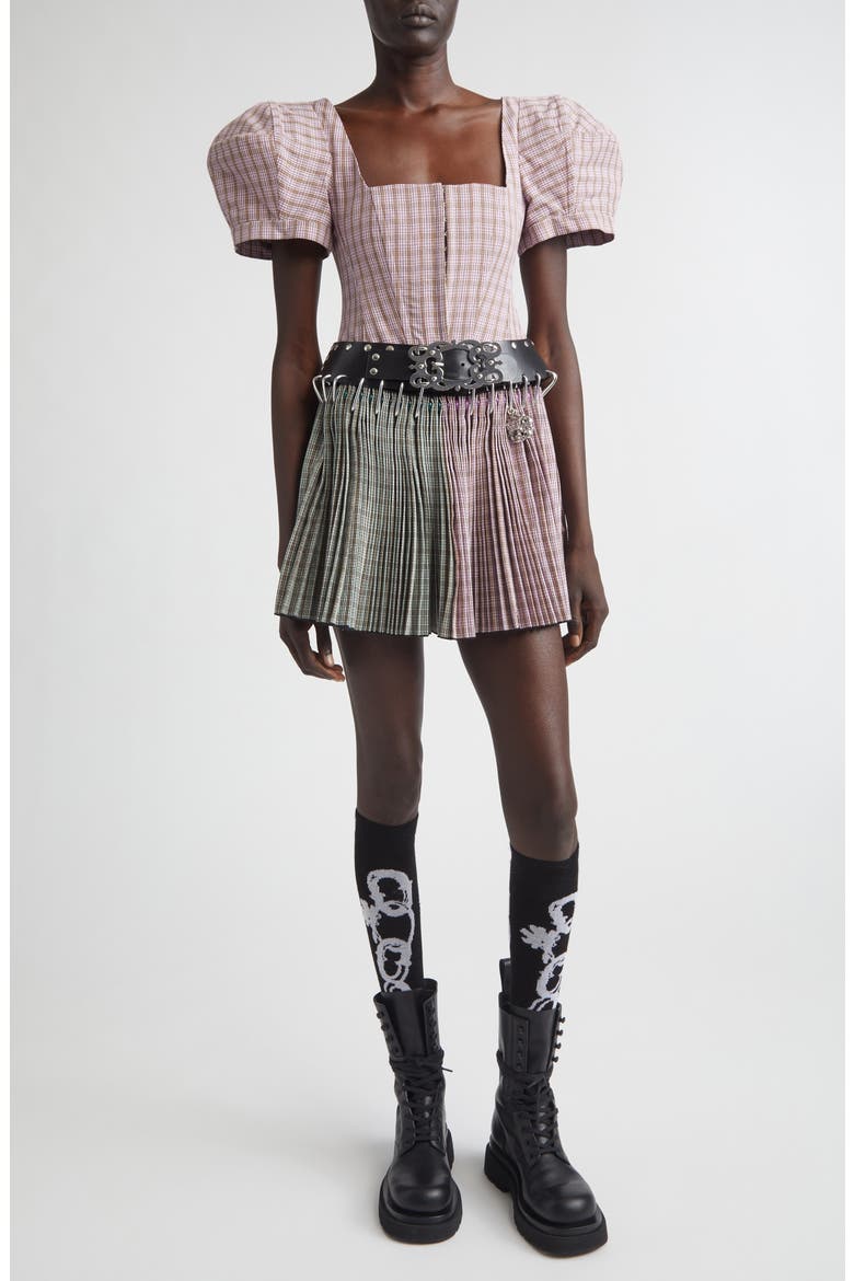 Carly Tartan Carabiner Minidress, Main, color, PINK AND GREEN