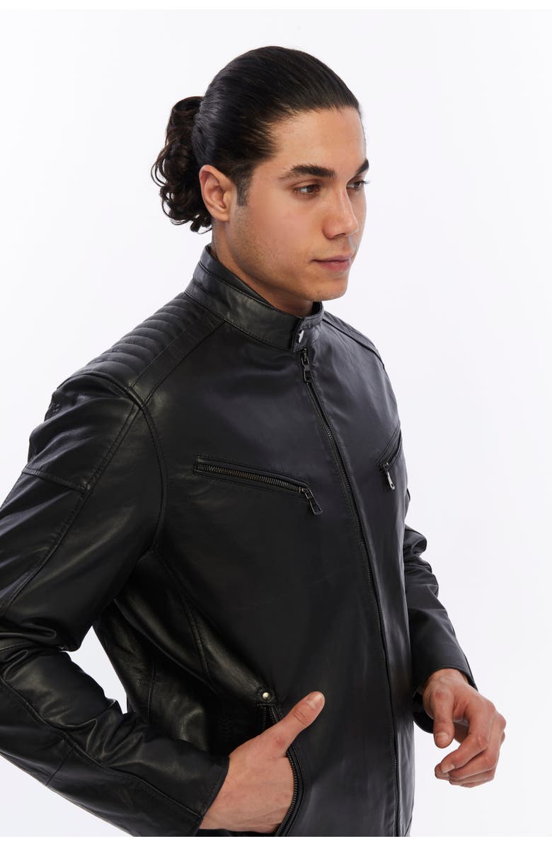 FURNIQ UK LLC Sullivan Leather Jacket, Alternate, color, Black