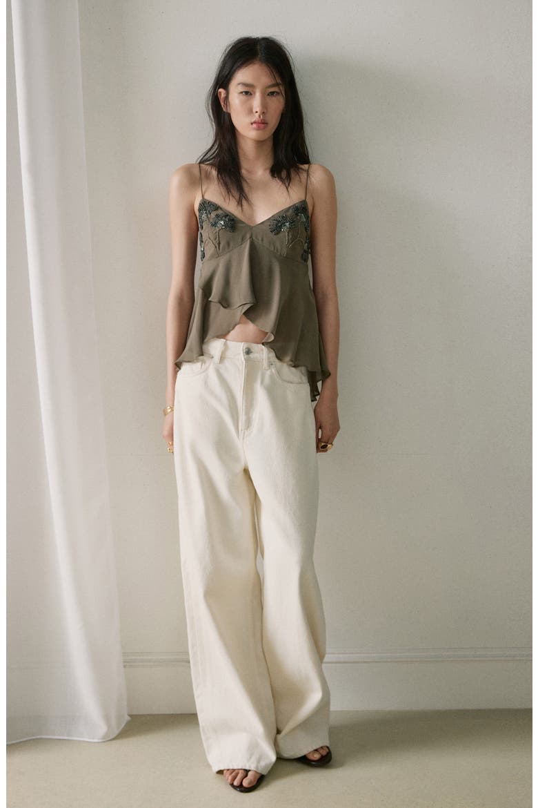 Bead Embellished High-Low Tulip Hem Top, Alternate, color, GREEN