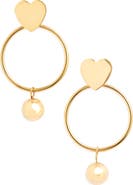 Knotty Heart Hoop Imitation Pearl Drop Earrings
