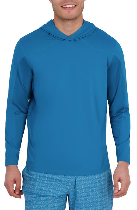 Textured Piecing Long Sleeve Hooded Rashguard