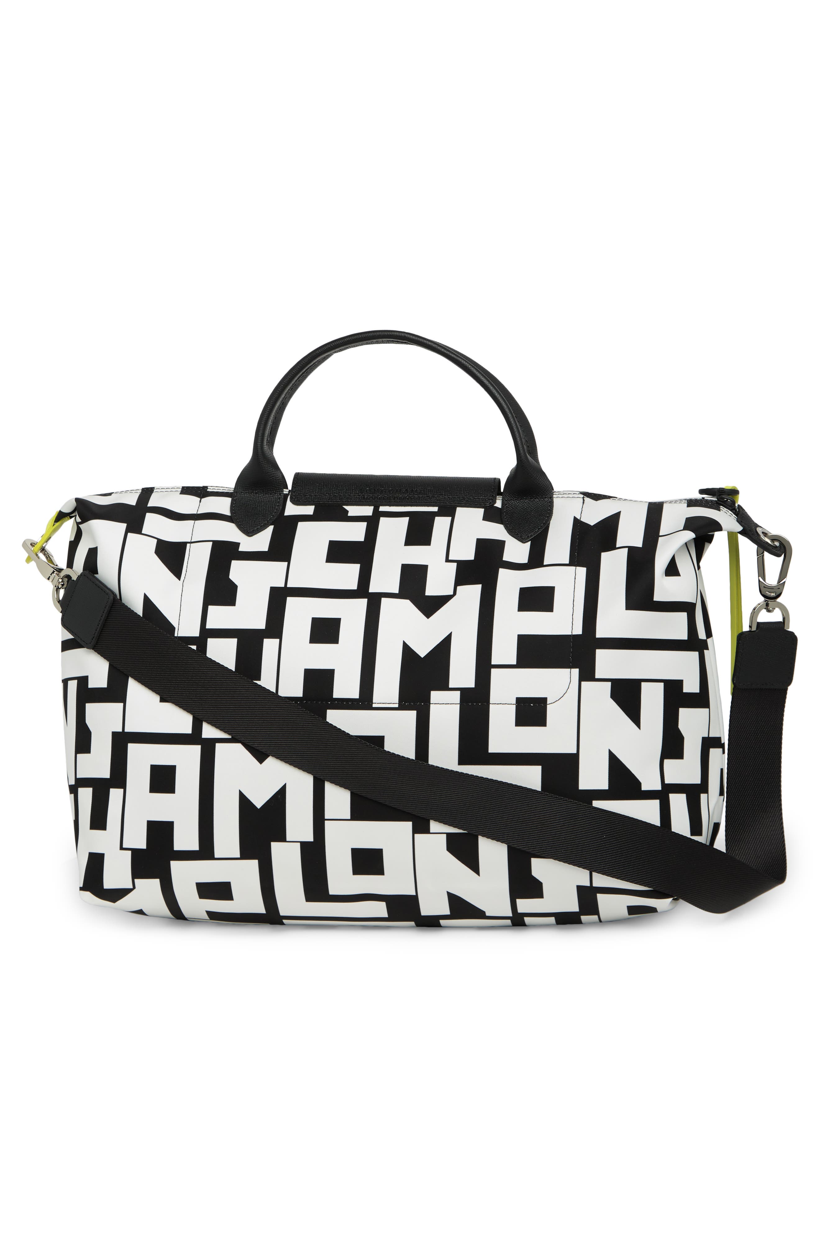 Longchamp Le Pliage Neo Logo Travel Bag, Alternate, color, Blk/White
