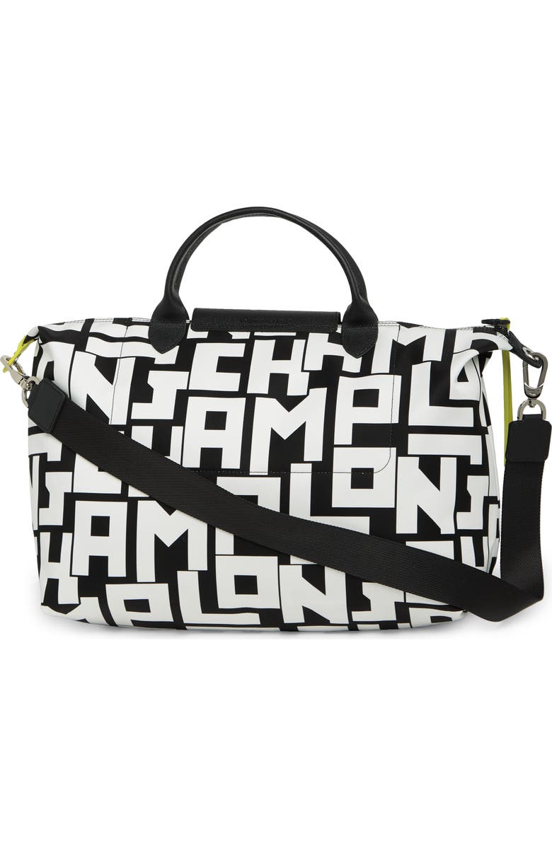 Longchamp Le Pliage Neo Logo Travel Bag, Alternate, color, Blk/White