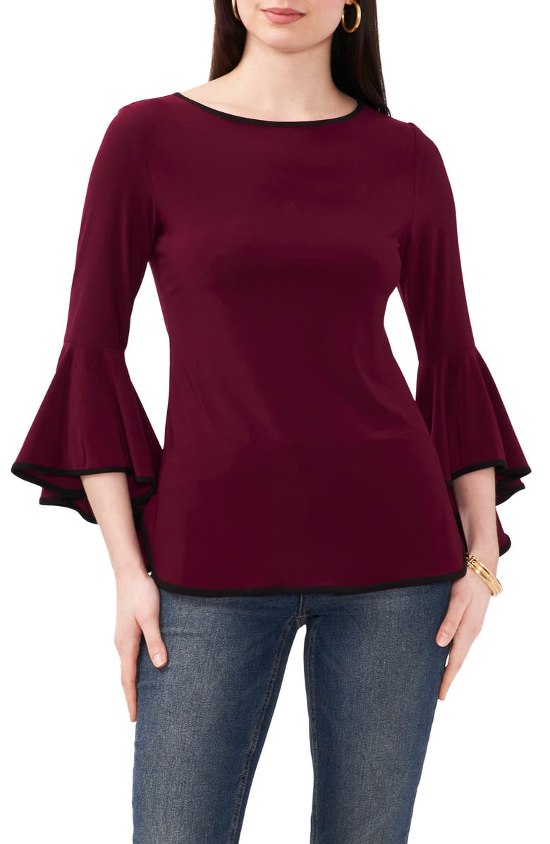 Chaus Bell Sleeve Top, Main, color, Mulberry