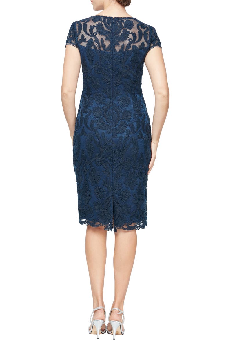 Alex Evenings Embroidered Mesh Cocktail Dress, Alternate, color, 