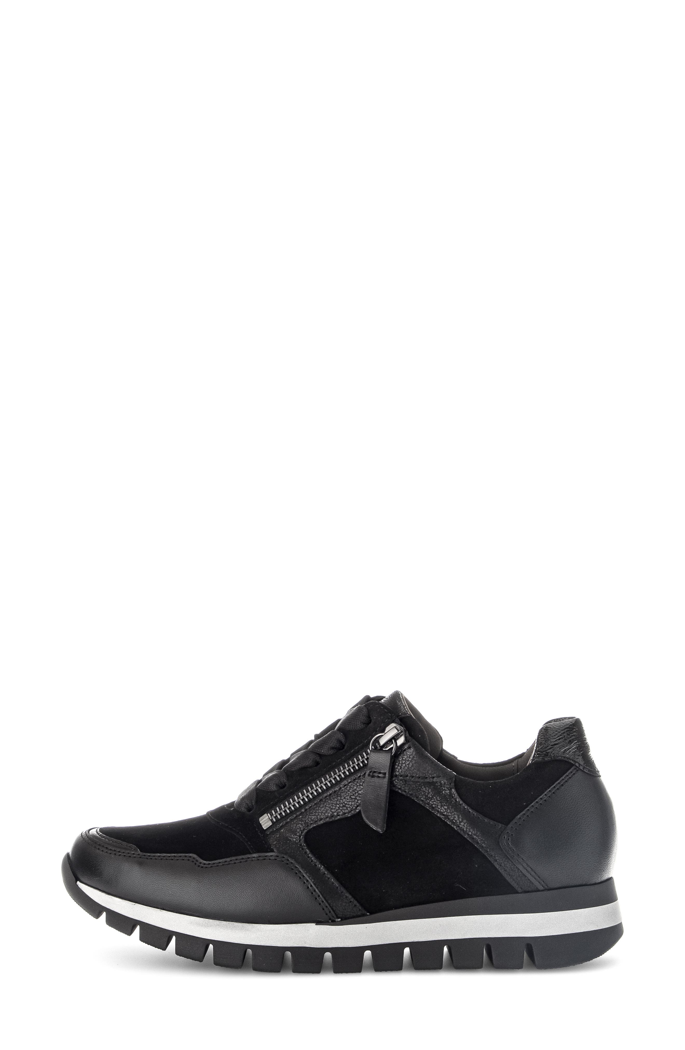 Bridget Leather Sneaker, Alternate, color, BLACK
