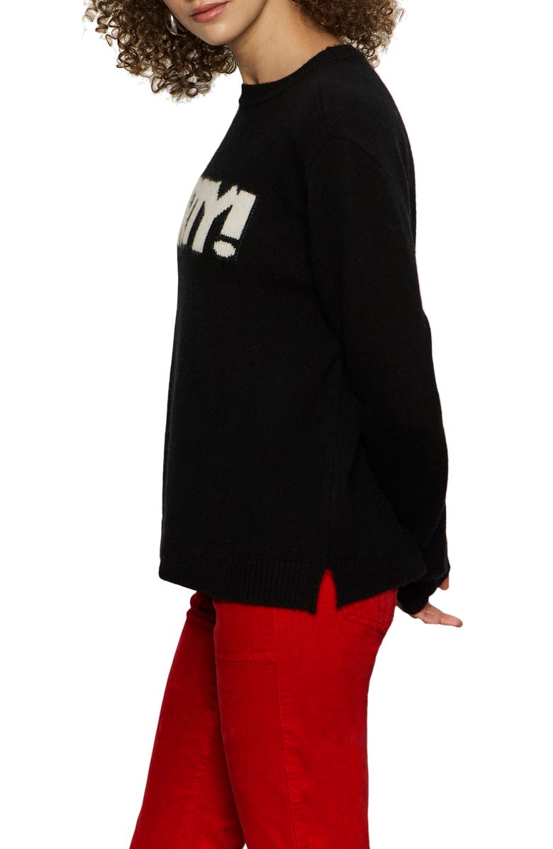 Sanctuary Life of the Party Wool & Cashmere Sweater, Alternate, color, Black/ Chalk White