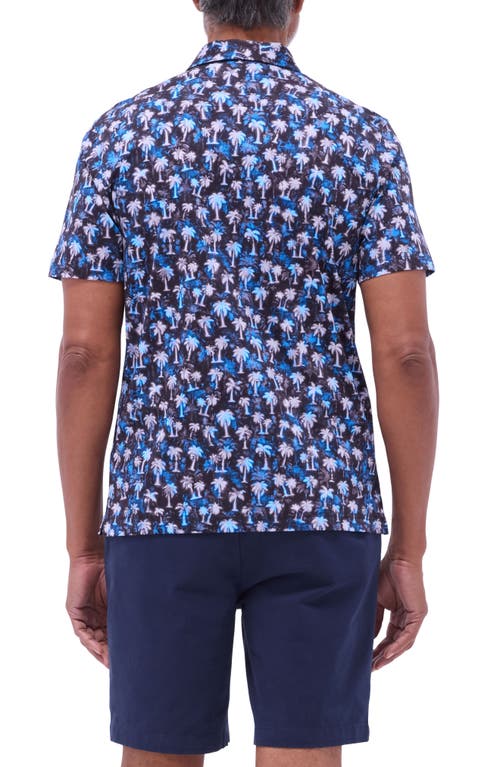 Bugatchi Hendrix Digital Palm Tree Print Pima Cotton Polo In Black