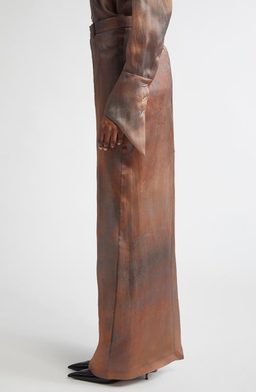 Grace Ling Pillar Silk Organza Maxi Skirt In Rust Brown