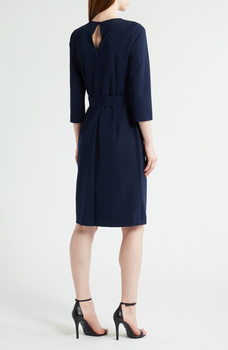 Tahari ASL Belted Crepe Dress, Alternate, color, 