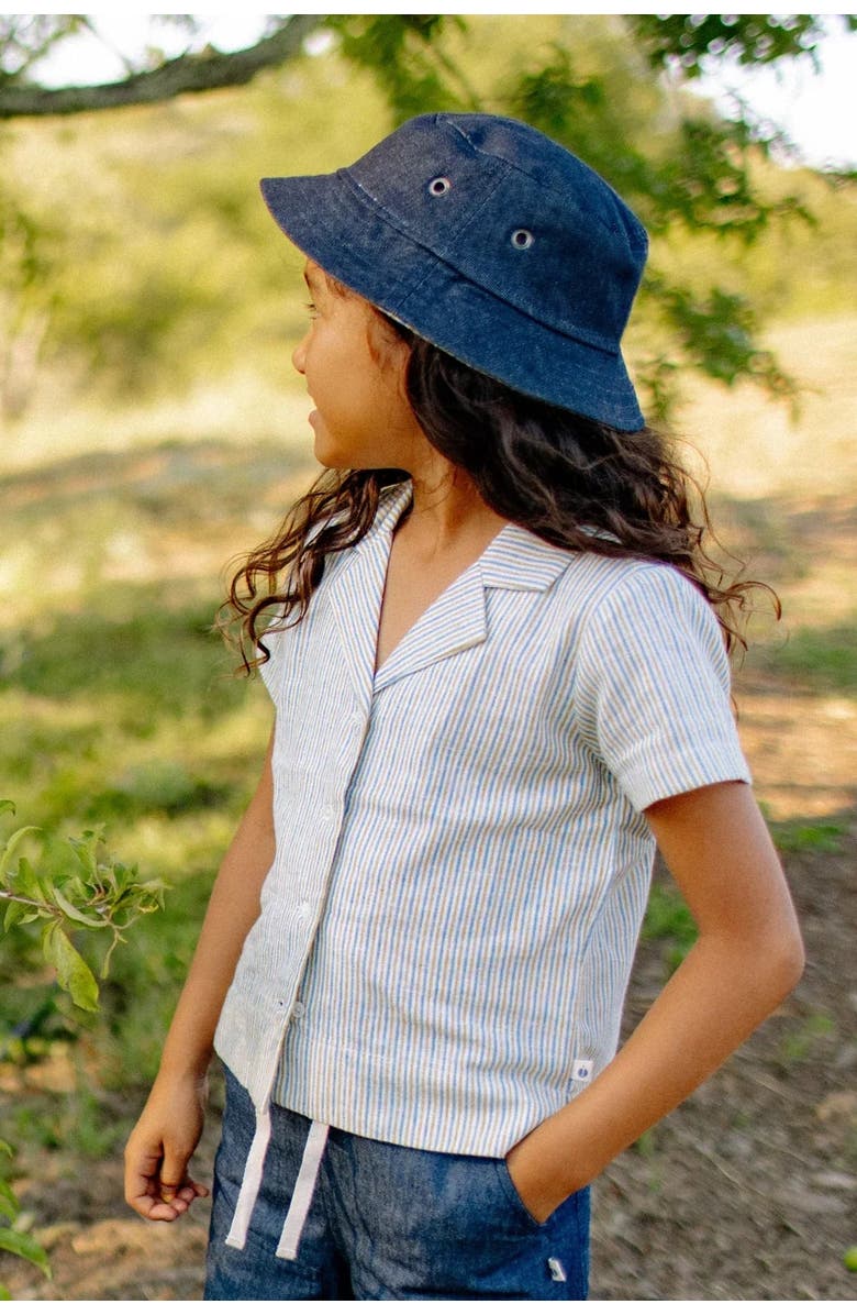 Jackalo Kids' Reversible Bucket Hat, Alternate, color, Driftwood Stripe & Denim