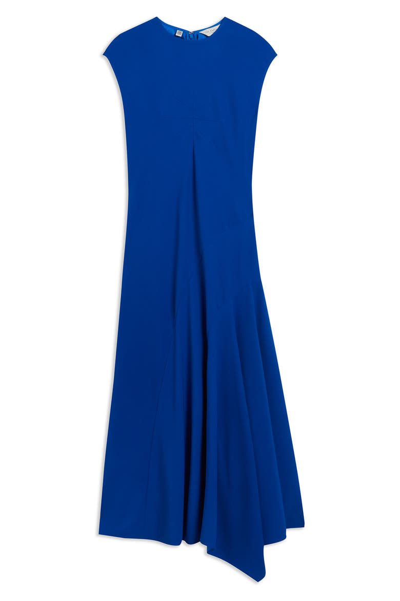 Isparta Cap Sleeve Asymmetric Midi Dress, Alternate, color, MID BLUE