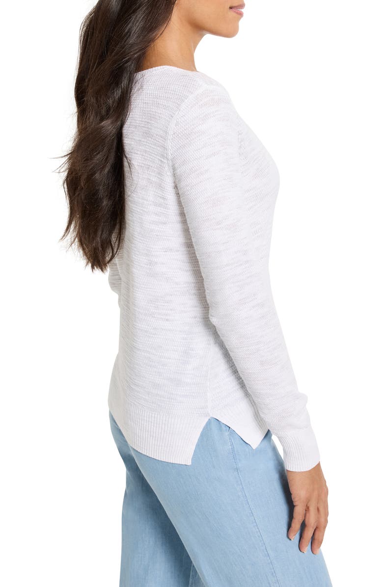 NIC+ZOE Breezy Textures Cotton Blend Sweater, Alternate, color, Paper White