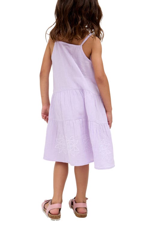Raffya Kids Camilla Tiered Lace Insert Dress In Purple