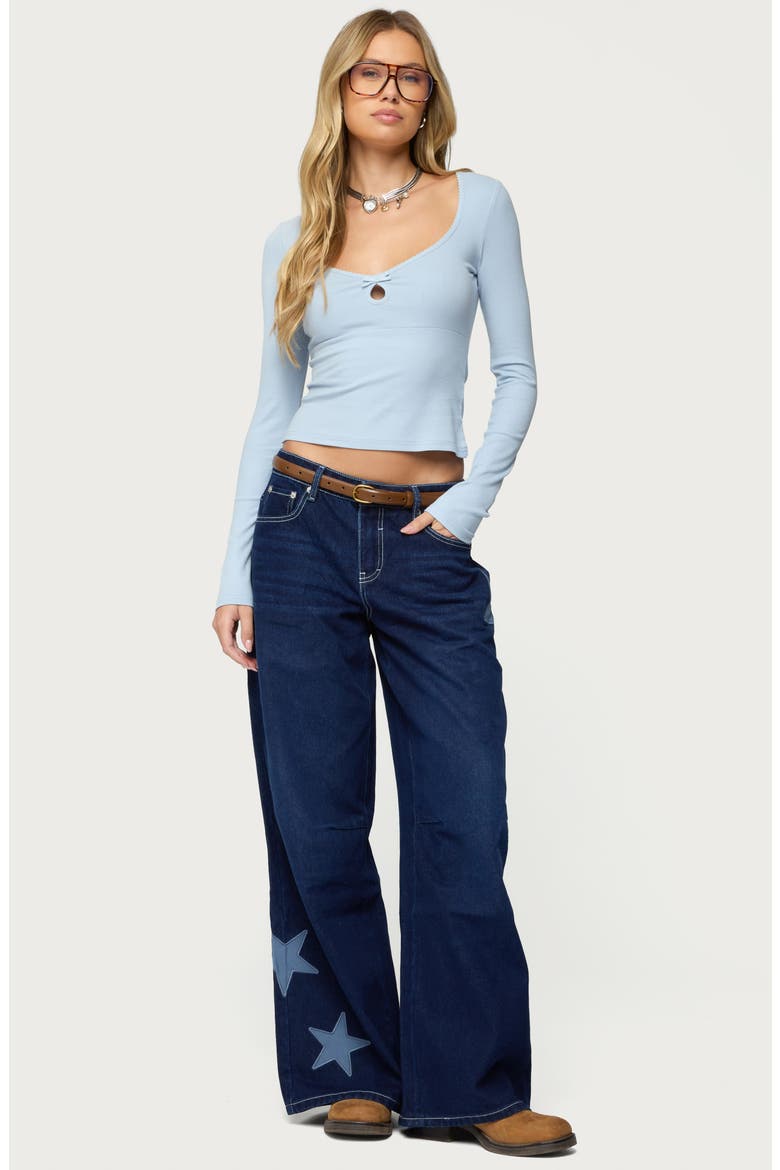 Trish Stars Low Rise Wide Leg Jeans, Alternate, color, INDIGO-BLUE-RAW-WASH