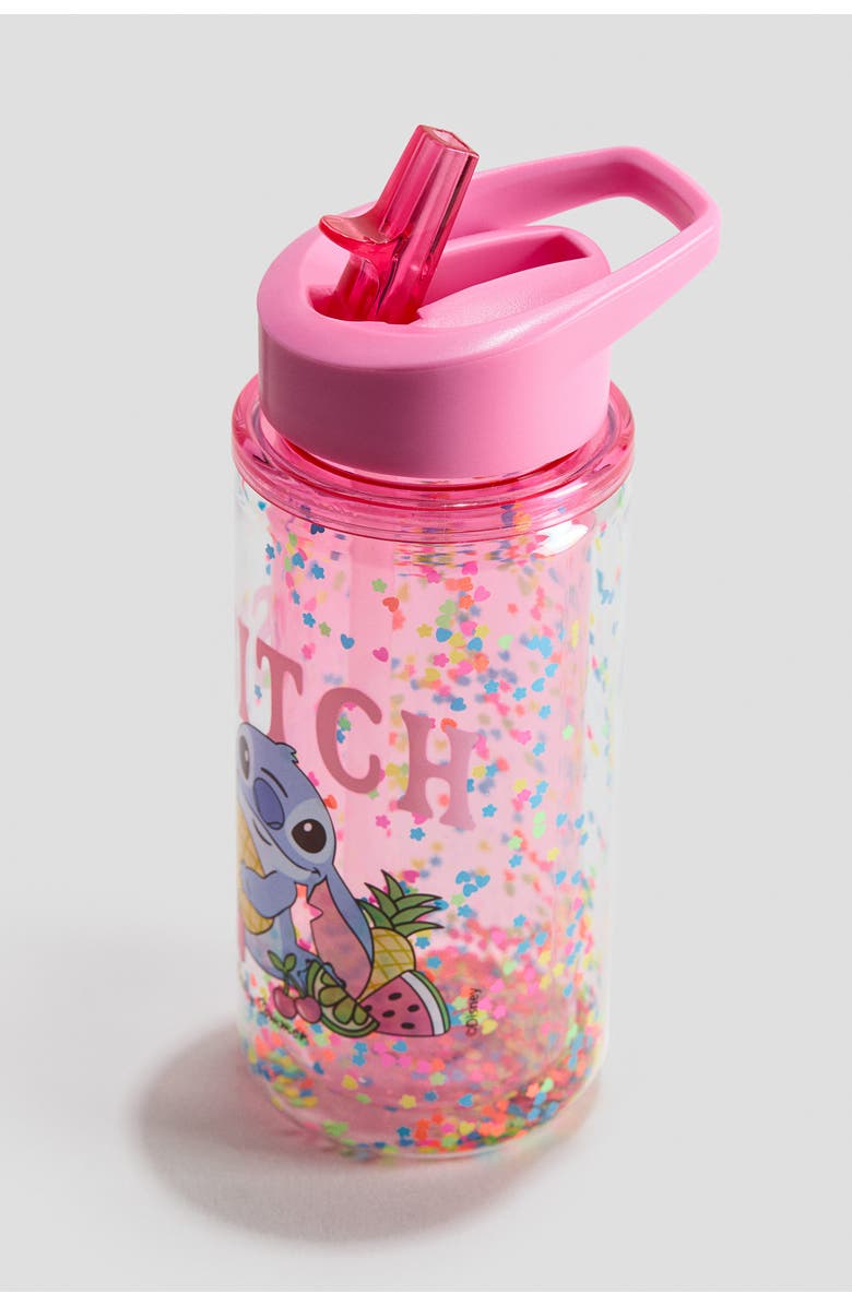 H&M Printed Water Bottle, Alternate, color, Pink/Lilo & Stitch