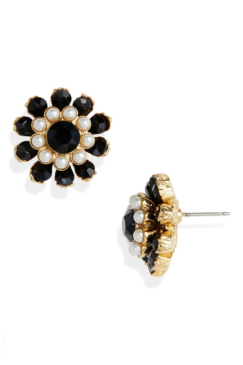 Florianne Button Earrings, Main, color, JET