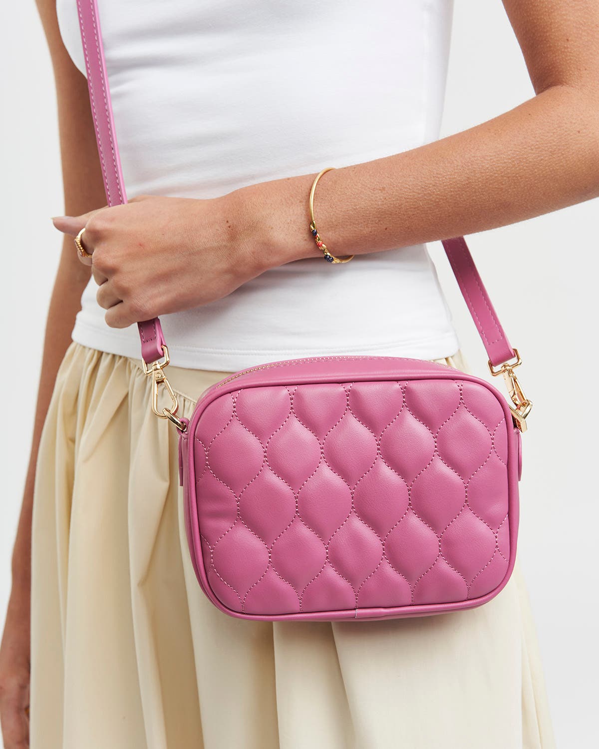Fable England Alice Quilted Camera Purse, Alternate, color, Rose Pink