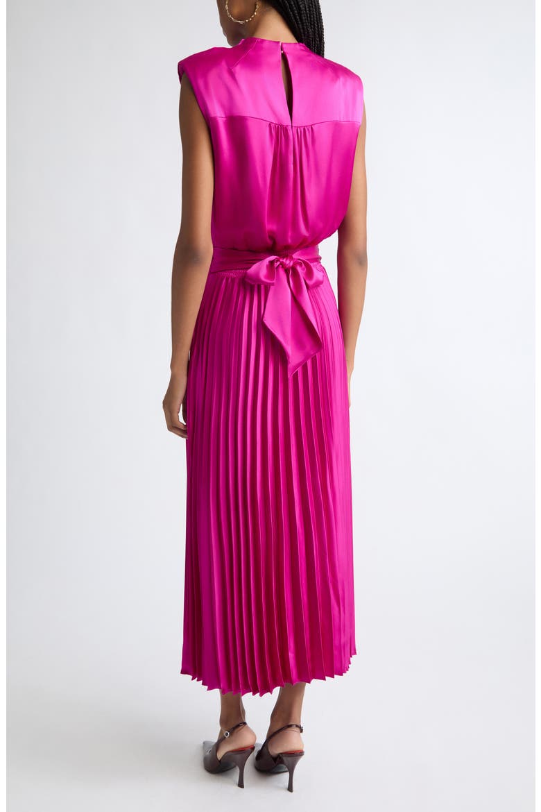 Farah Pleated Midi Dress, Alternate, color, RASPBERRY