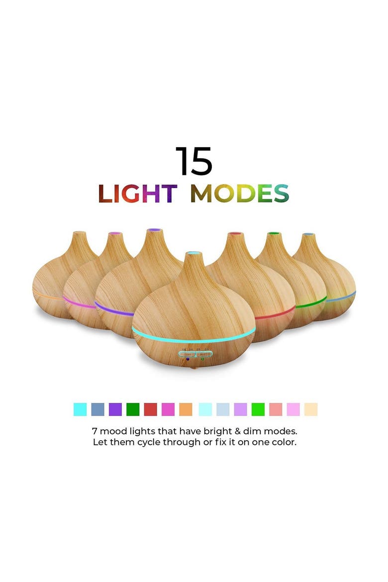 Ultrasonic Aromatherapy Diffuser & 10-Pack Pure 400ml Essential Oils, Alternate, color, NO COLOR