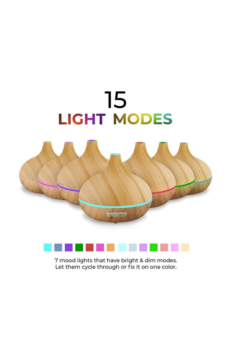 PURE DAILY CARE Ultrasonic Aromatherapy Diffuser & 10-Pack Pure 400ml Essential Oils, Alternate, color,