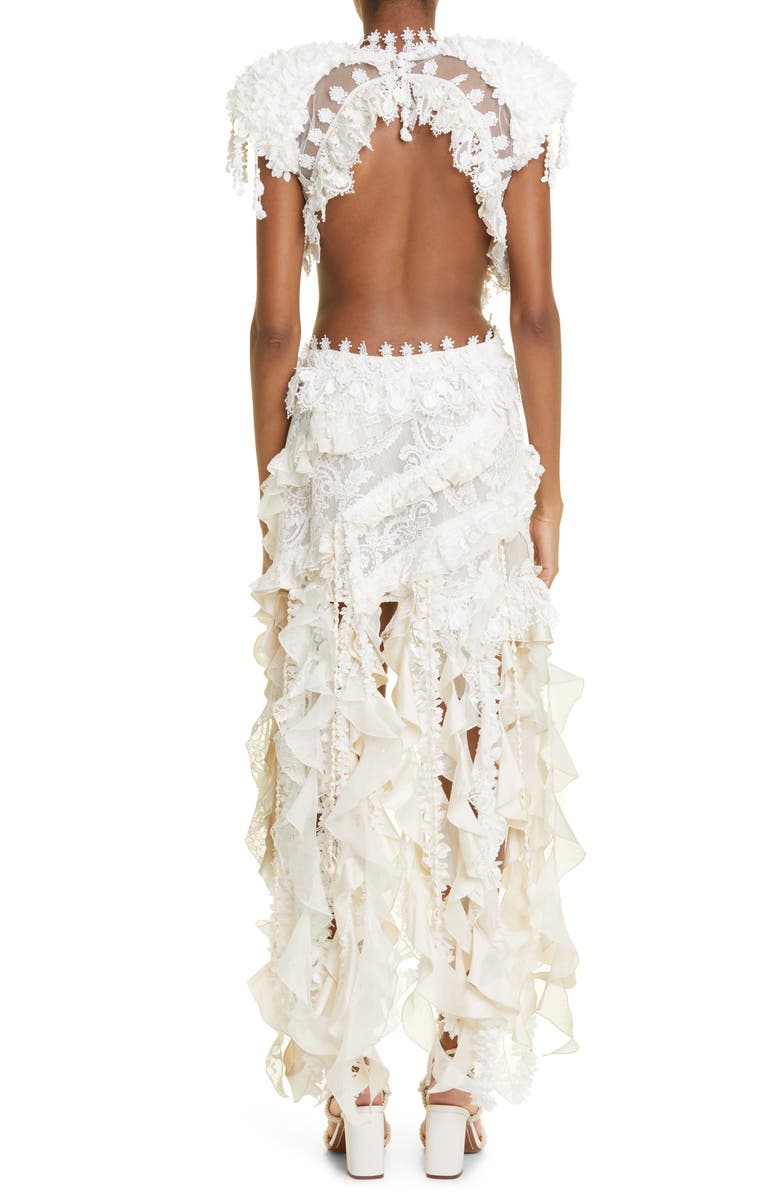 Zimmermann Wonderland Lace Frill Cutout Dress, Alternate, color,