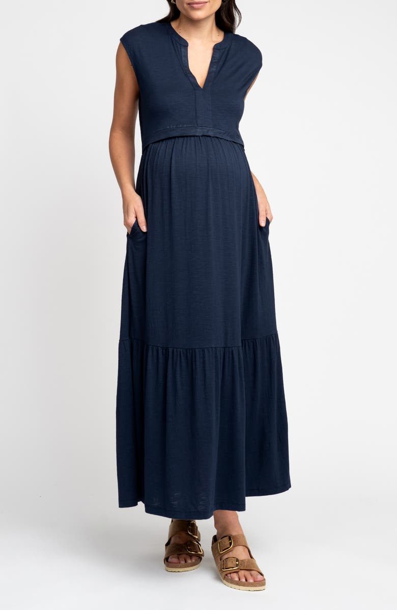 Seraphine Cap Sleeve Jersey Maternity/Nursing Dress, Main, color, 