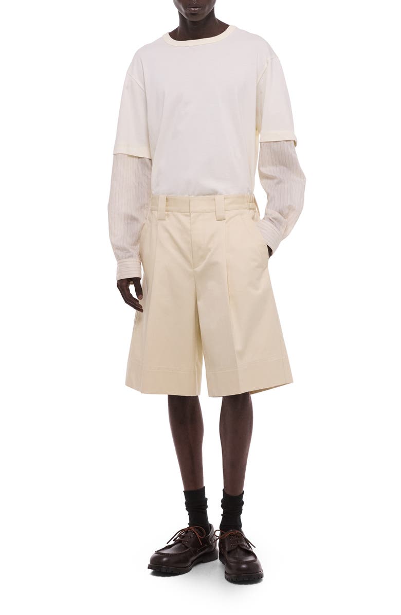 Helmut Lang Relaxed Fit Pleat Front Chino Shorts, Alternate, color, Oatmeal