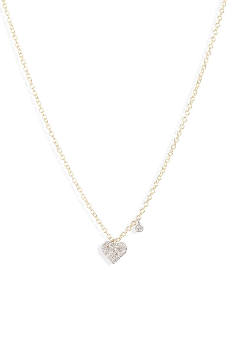 Meira T Diamond Pavé Heart Charm Necklace, Main, color, 