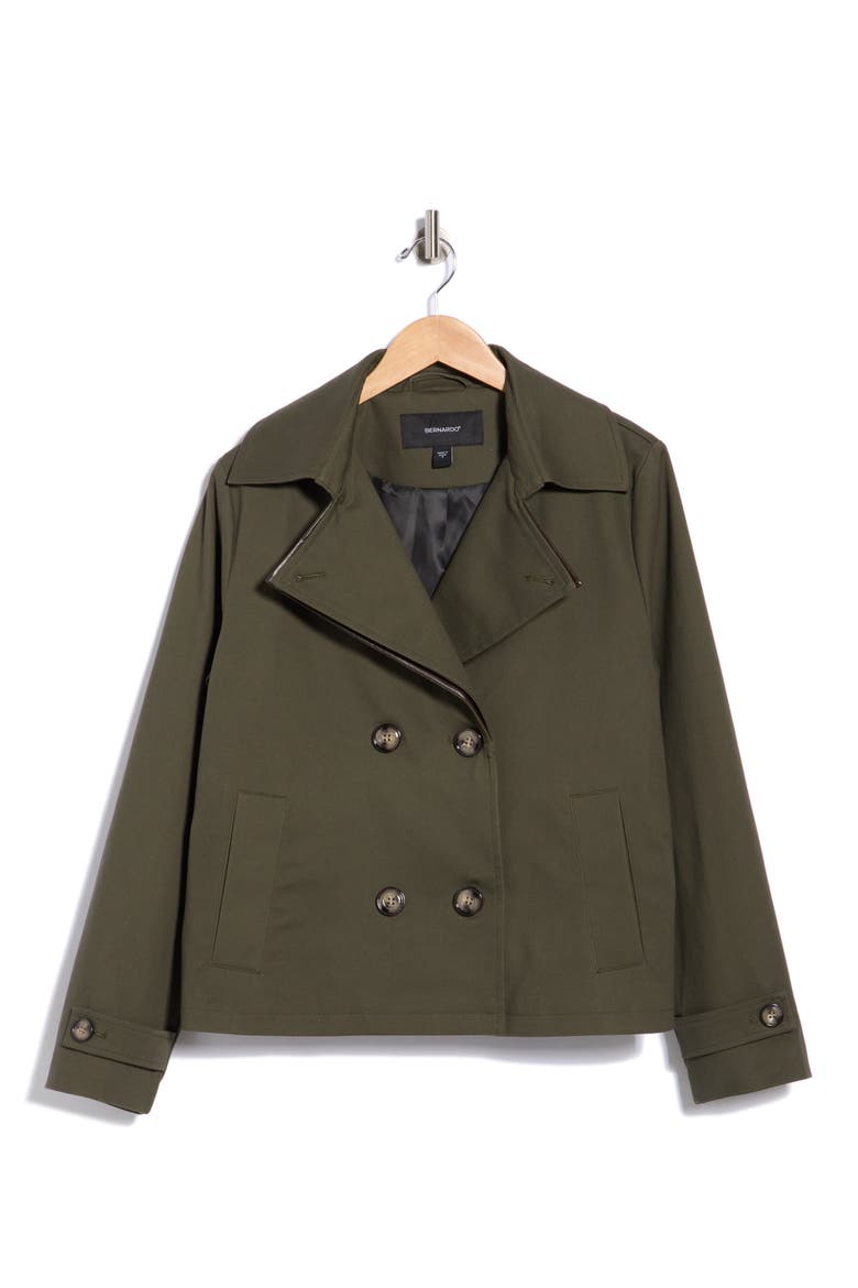 Short Trench Coat, Alternate, color, OLIVE