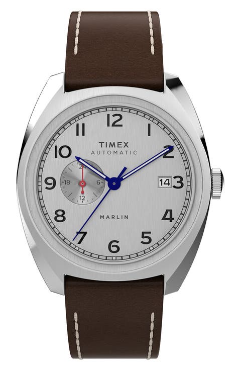 Marlin Automatic Leather Strap Watch, 39mm