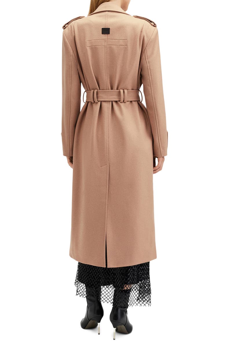 AllSaints Augusta Wool Blend Trench Coat, Alternate, color, Camel Brown