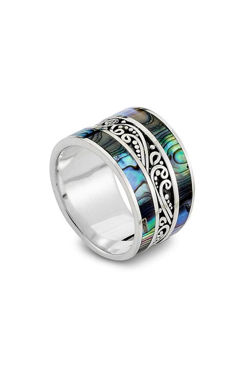 Abalone Bali Scroll Ring