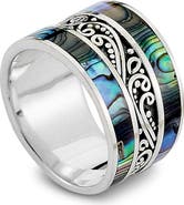SAMUEL B. Abalone Bali Scroll Ring