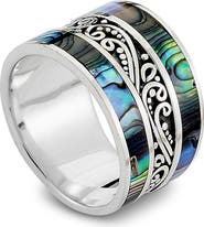 SAMUEL B. Abalone Bali Scroll Ring