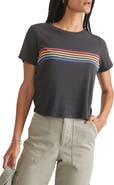 Marine Layer Easy Rainbow Stripe Crop T-Shirt