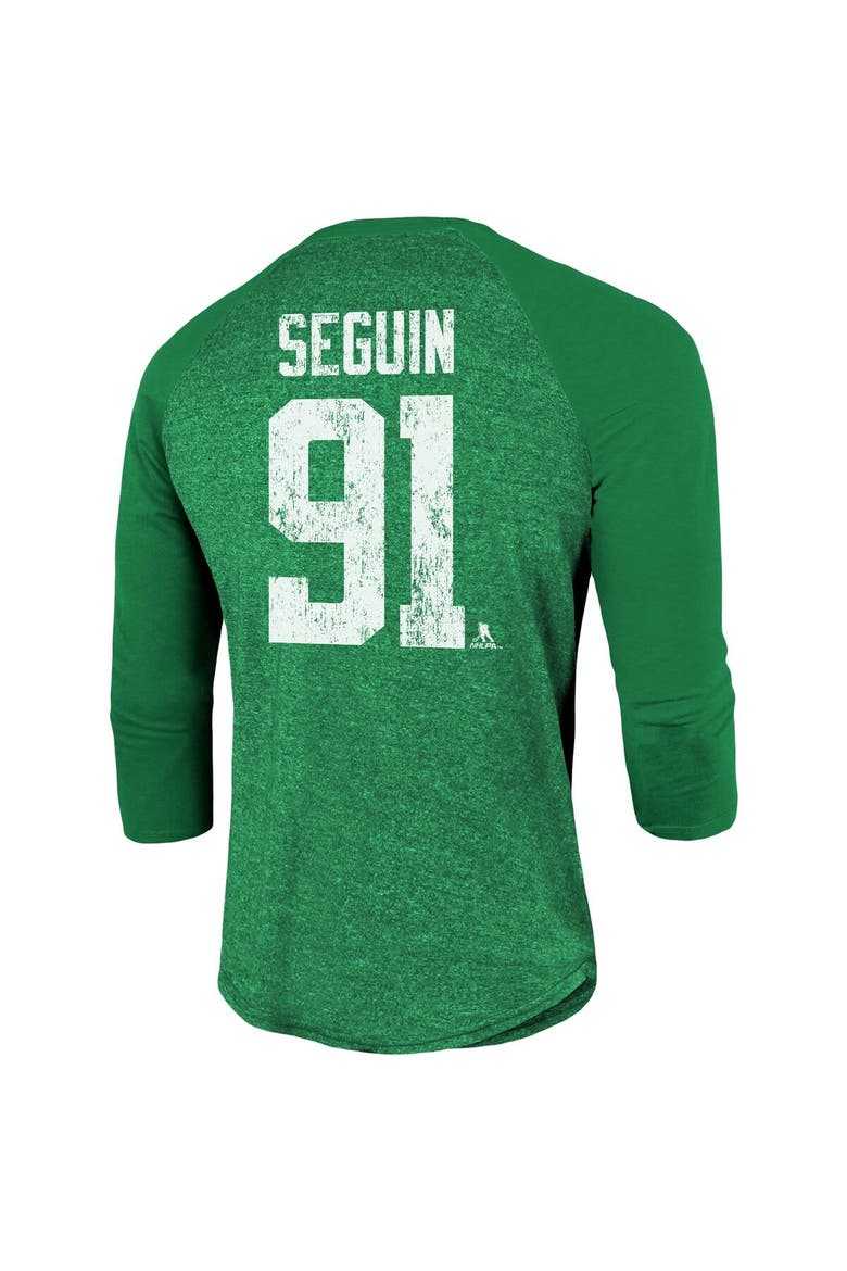 Men's Fanatics Branded Tyler Seguin Kelly Green Dallas Stars Name & Number Tri-Blend Raglan 3/4-Sleeve T-Shirt, Alternate, color, Kelly Green