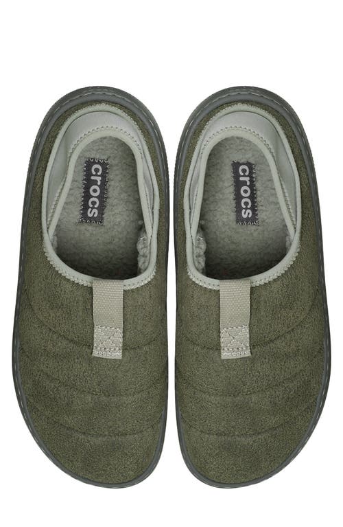 Crocs Classic Vegan Suede Quilted Slip On Shoe In Green