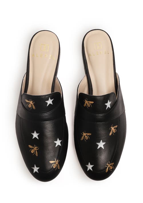 Alepel Women's Metallic Bees & Stars Mule In Metallic Bees And Stars