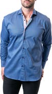 Maceoo Einstein Goal Blue Contemporary Fit Button-Up Shirt