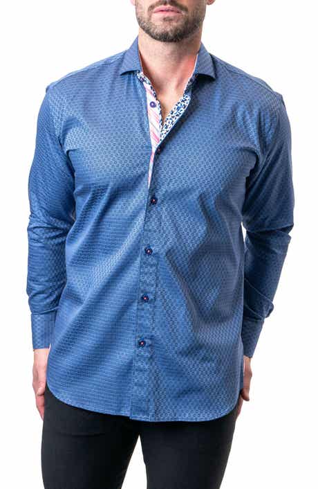 Maceoo Einstein Goal Blue Contemporary Fit Button-Up Shirt