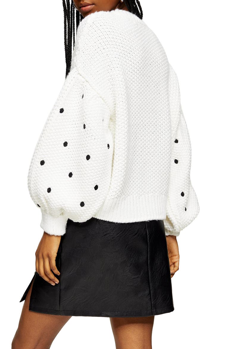 Spot Embroidered Sweater, Alternate, color, IVORY MULTI