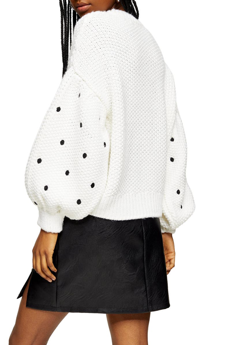 Topshop Spot Embroidered Sweater, Alternate, color, 