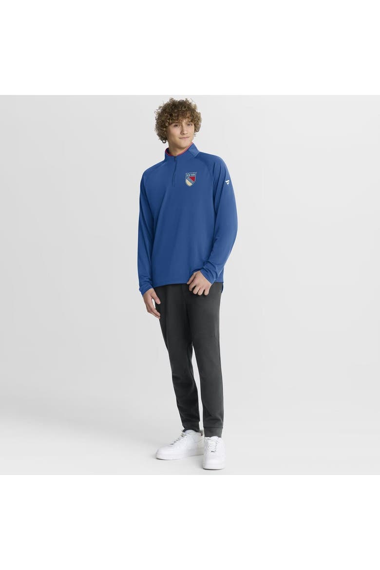 Men's Fanatics Blue New York Rangers Authentic Pro Rink Training Centennial Raglan Quarter-Zip Pullover, Alternate, color, Blue