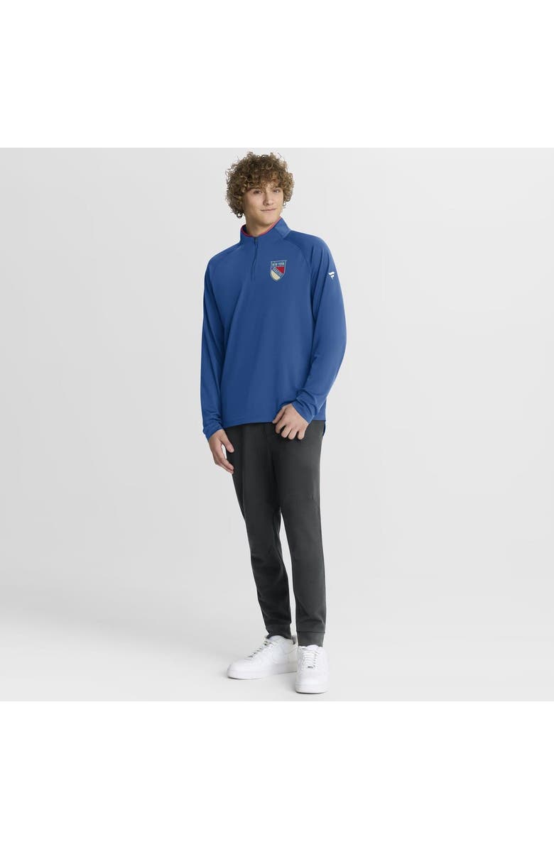 FANATICS Men's Fanatics Blue New York Rangers Authentic Pro Rink Training Centennial Raglan Quarter-Zip Pullover, Alternate, color, Blue