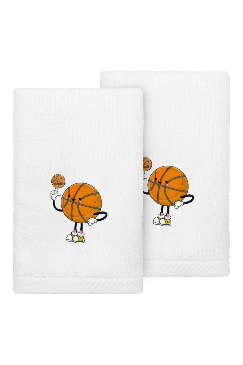 2-Pack Embroidered Hand Towel, Main, color, WHITE BASKETBALL